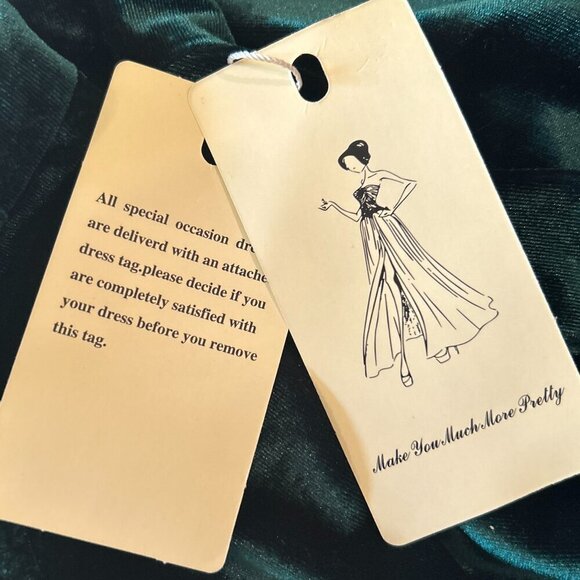 Vintage NWT Kelly Green Velvet & Satin Formal Gown Old Hollywood Prom Wedding - Picture 8 of 10